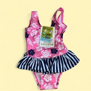 Flap Happy Kids UV 50 NWT Pink Ruffle Swimsuit Size 12M